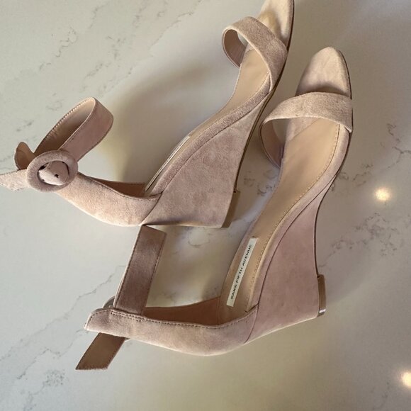 NWT Saks Fifth Avenue Suede Wedges, 8.5, light pink/nude - Picture 6 of 8